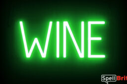 WINE sign, featuring LED lights that look like neon WINE signs