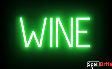 WINE Sign – SpellBrite’s LED Sign Alternative to Neon WINE Signs for Bars and Pubs in Green