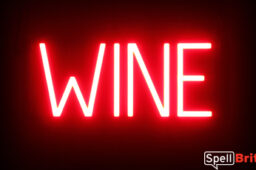 WINE sign, featuring LED lights that look like neon WINE signs