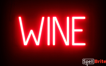 WINE Sign – SpellBrite’s LED Sign Alternative to Neon WINE Signs for Bars and Pubs in Red