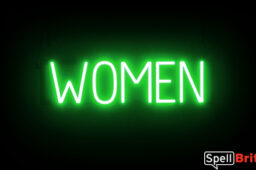 WOMEN Sign – SpellBrite’s LED Sign Alternative to Neon WOMEN Signs for Businesses in Green