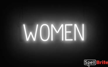 WOMEN sign, featuring LED lights that look like neon WOMEN signs