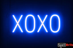 XOXO sign, featuring LED lights that look like neon XOXO signs