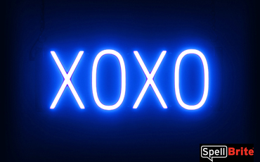 XOXO sign, featuring LED lights that look like neon XOXO signs