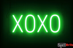 XOXO sign, featuring LED lights that look like neon XOXO signs