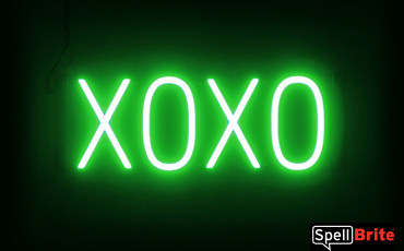 XOXO Sign – SpellBrite’s LED Sign Alternative to Neon XOXO Signs for Cafes in Green