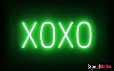 XOXO sign, featuring LED lights that look like neon XOXO signs