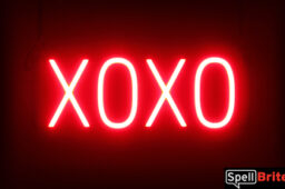 XOXO sign, featuring LED lights that look like neon XOXO signs