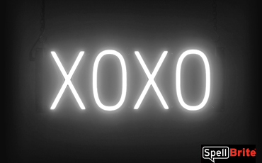 XOXO sign, featuring LED lights that look like neon XOXO signs