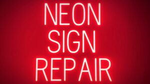 CUSTOM sign, featuring LED lights that look like neon CUSTOM signs