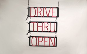 DRIVE THRU OPEN LED signs that use changeable letters to make window signs