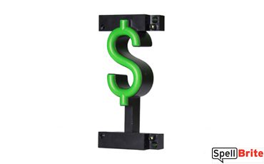 LED dollar sign character, featuring LED lights that look like neon special characters