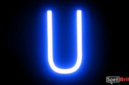 Letra LED U, con luces LED que parecen letras de neón