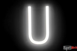 Letra LED U, con luces LED que parecen letras de neón