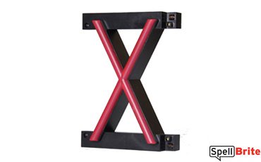 LED letter X, featuring LED lights that look like neon letters