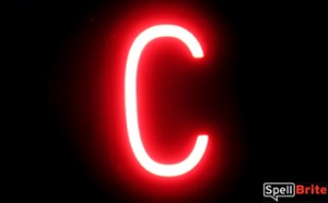 LED letter C, featuring LED lights that look like neon letters