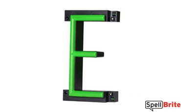 LED letter E, featuring LED lights that look like neon letters