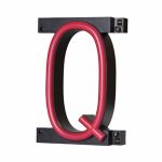 LED letter Q, featuring LED lights that look like neon letters