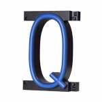 LED letter Q, featuring LED lights that look like neon letters