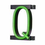 LED letter Q, featuring LED lights that look like neon letters