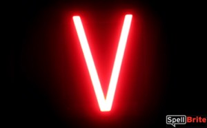 LED letter V, featuring LED lights that look like neon letters