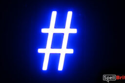 LED hastag character, featuring LED lights that look like neon special characters
