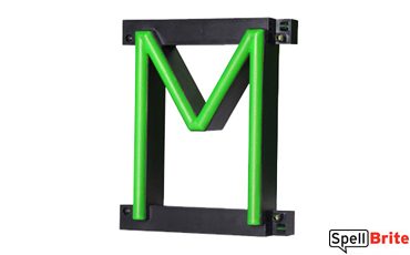 LED letter M, featuring LED lights that look like neon letters