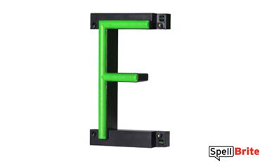 LED letter F, featuring LED lights that look like neon letters