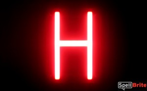 LED letter H, featuring LED lights that look like neon letters