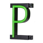 LED letter P, featuring LED lights that look like neon letters
