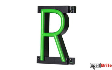 LED letter R, featuring LED lights that look like neon letters