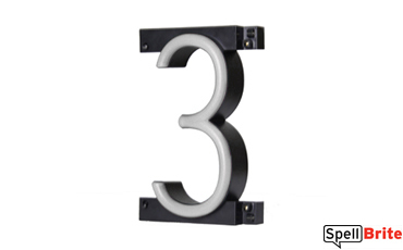 LED Number 3 in White | For Use with SpellBrite LED Signage