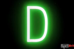 Letra D LED, con luces LED que parecen letras de neón