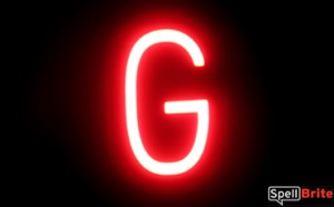 LED letter G, featuring LED lights that look like neon letters