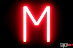 Letra LED M, con luces LED que parecen letras de neón