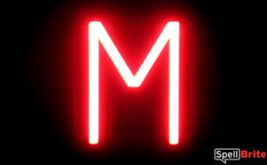 LED letter M, featuring LED lights that look like neon letters