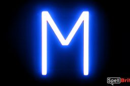 Letra LED M, con luces LED que parecen letras de neón
