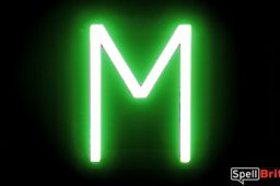 Letra LED M, con luces LED que parecen letras de neón
