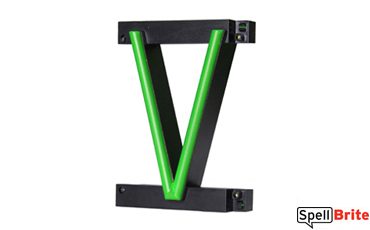 LED letter V, featuring LED lights that look like neon letters