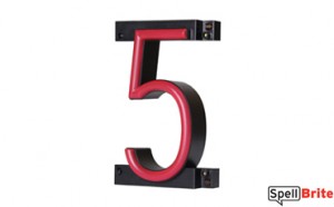 LED number 5, featuring LED lights that look like neon numbers